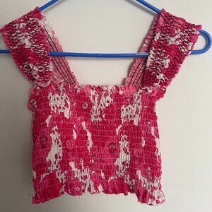 Urban Outfitters Hot Pink Smocked Crop Top